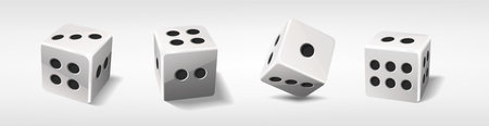 realistic vector icon illustration. White poker dice with random numbers. Isolated on white.のイラスト素材