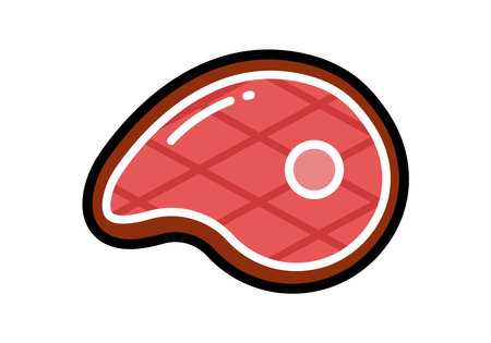 icon illustration. Colorful meat steak. Isolated on white background.のイラスト素材