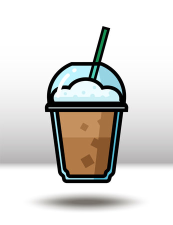 icon illustration. Colorful frappe coffee. Isolated on white background.のイラスト素材