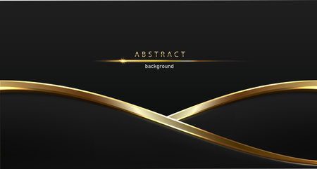 Horizontal vector abstract horizontal template. Luxury black background with gold lines.のイラスト素材