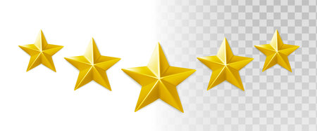 realistic vector icon illustration. Yellow star, set of stars isolated.のイラスト素材