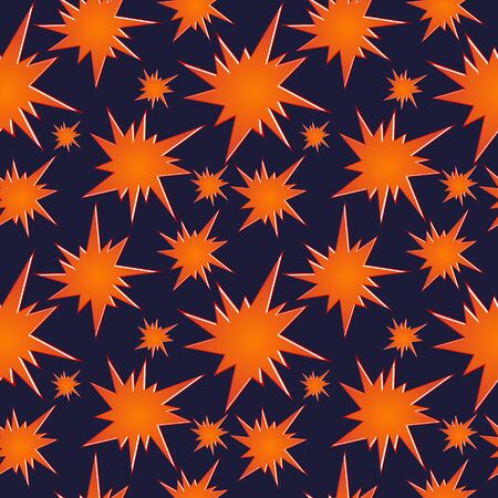 Orange stars on a blue background. Vector seamless pattern.のイラスト素材