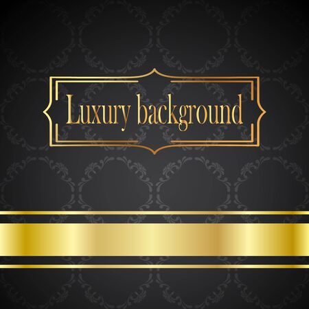 A luxury vintage vector card. Black background with beautiful ornaments and gold frame.のイラスト素材