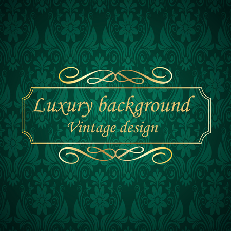 Vector luxury background with gold frame design for greeting card, banner, invitation, menu, cover.のイラスト素材