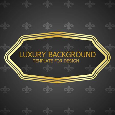 Golden frame on black floral background. Vector illustration.のイラスト素材
