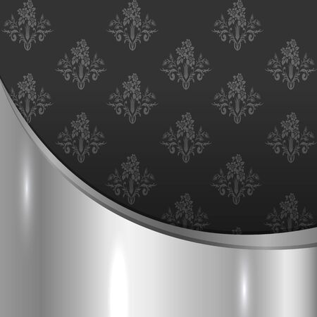 Luxury vintage vector card. Black silver background with beautiful ornamentのイラスト素材