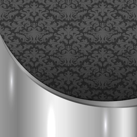 Luxury vintage vector card. Black silver background with beautiful ornamentのイラスト素材
