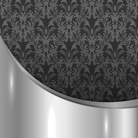 Luxury vintage vector card. Black silver background with beautiful ornamentのイラスト素材