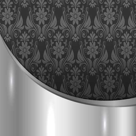 Luxury vintage vector card. Black silver background with beautiful ornamentのイラスト素材