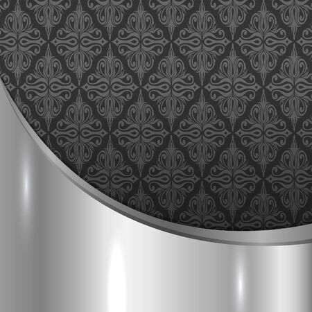 Luxury vintage vector card. Black silver with beautiful ornamentのイラスト素材