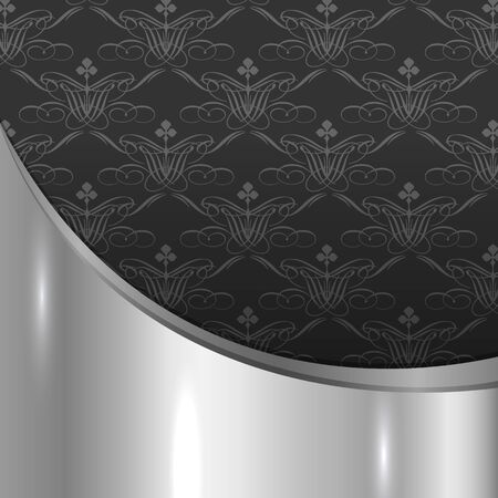 Vintage black silver ornament, template for designのイラスト素材