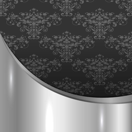 Vintage black silver ornament, template for designのイラスト素材
