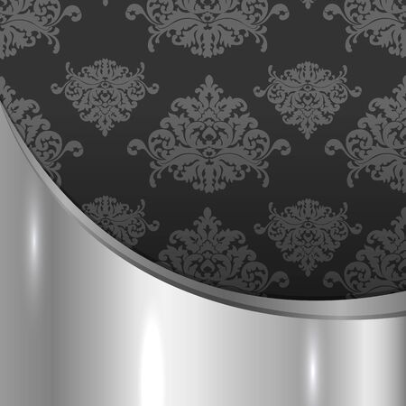 Vintage black silver ornament, template for designのイラスト素材