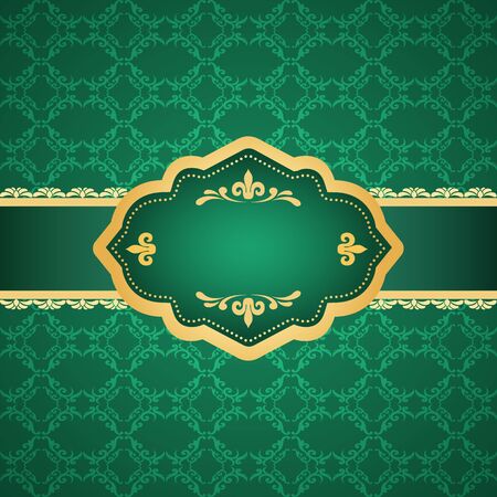 Ornamental colored luxury background with golden frame. Template for designのイラスト素材