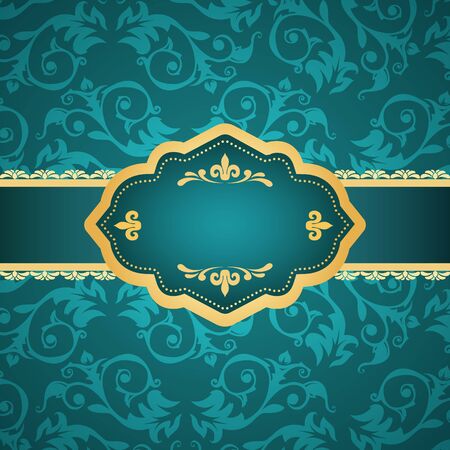 Ornamental colored luxury background with golden frame. Template for designのイラスト素材