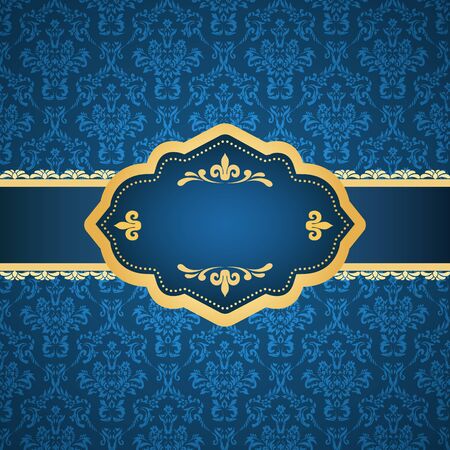 Ornamental colored luxury background with golden frame. Template for designのイラスト素材