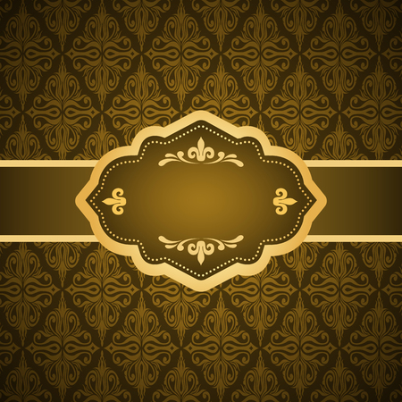 Ornamental colored luxury background with golden frame. Template for designのイラスト素材