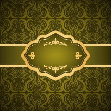 Ornamental colored luxury background with golden frame. Template for designのイラスト素材