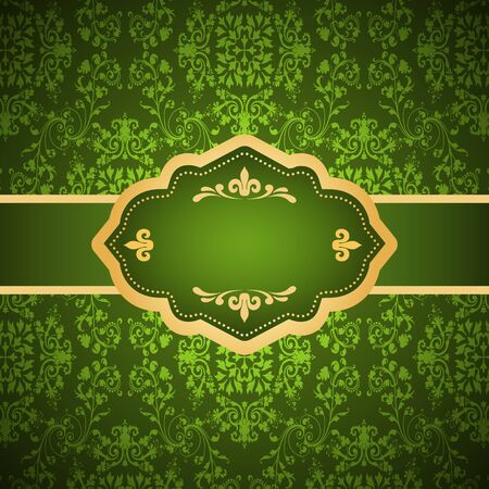 Ornamental colored luxury background with golden frame. Template for designのイラスト素材