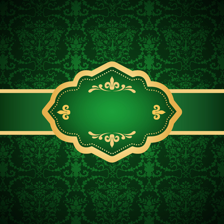 Ornamental colored luxury background with golden frame. Template for designのイラスト素材