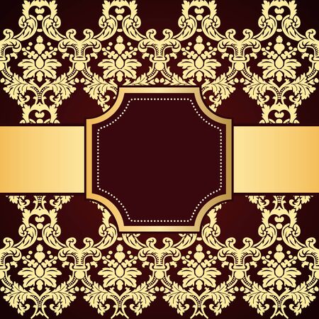 Ornamental colored luxury background with golden frame. Template for designのイラスト素材