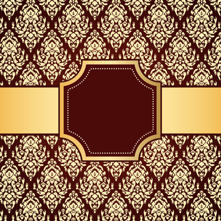 Ornamental colored luxury background with golden frame. Template for designのイラスト素材