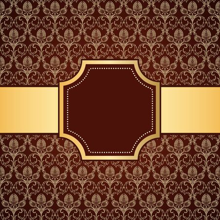 Ornamental colored luxury background with golden frame. Template for designのイラスト素材