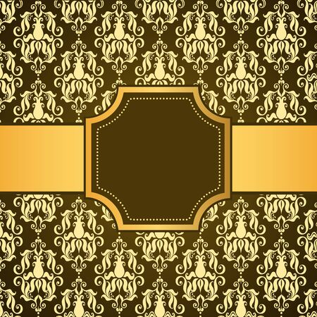 Ornamental colored luxury background with golden frame. Template for designのイラスト素材