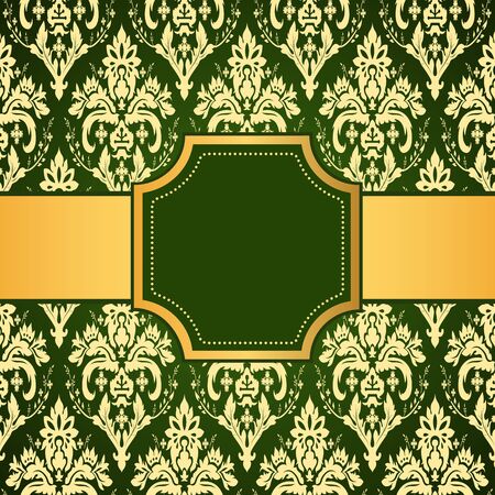 Ornamental colored luxury background with golden frame. Template for designのイラスト素材