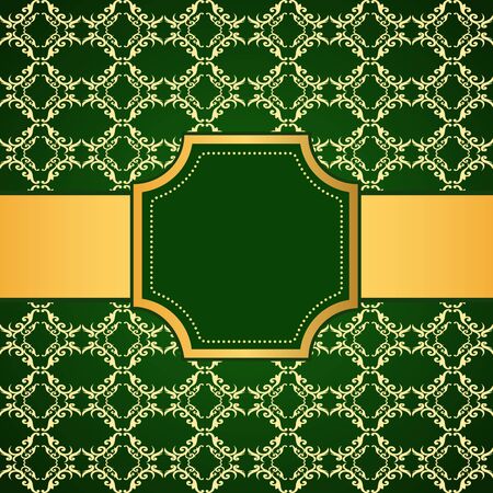 Ornamental colored luxury background with golden frame. Template for designのイラスト素材