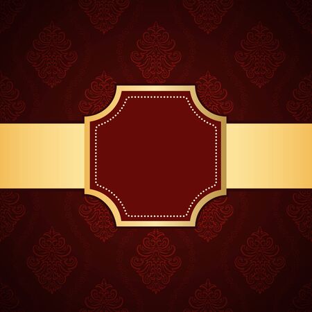 Ornamental colored luxury background with golden frame. Template for designのイラスト素材
