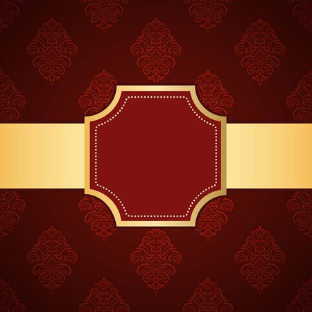 Ornamental colored luxury background with golden frame. Template for designのイラスト素材