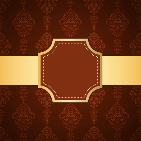 Ornamental colored luxury background with golden frame. Template for designのイラスト素材