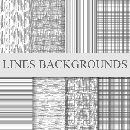 Grey black and white striped patterns set, seamless vector backgroundsのイラスト素材