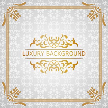 Invitation vintage card. Golden luxury background with frame. Template for designのイラスト素材