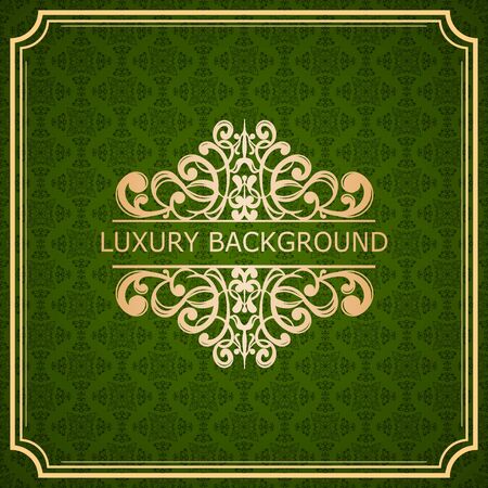Invitation vintage card. Golden luxury background with frame. Template for designのイラスト素材