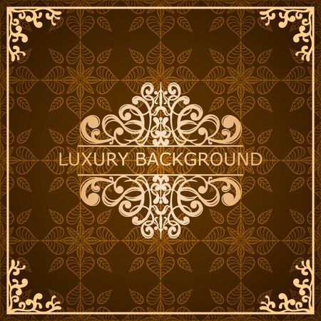 Invitation vintage card. Golden luxury background with frame. Template for designのイラスト素材