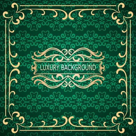 Invitation vintage card. Golden luxury background with frame. Template for designのイラスト素材