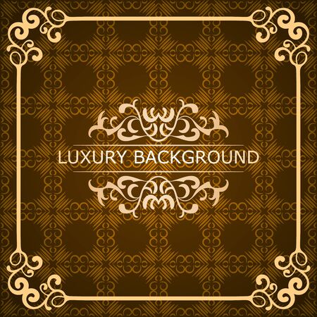 Invitation vintage card. Golden luxury background with frame. Template for designのイラスト素材