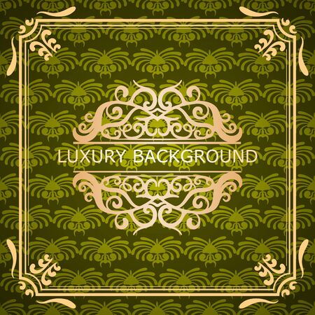 Invitation vintage card. Golden luxury background with frame. Template for designのイラスト素材