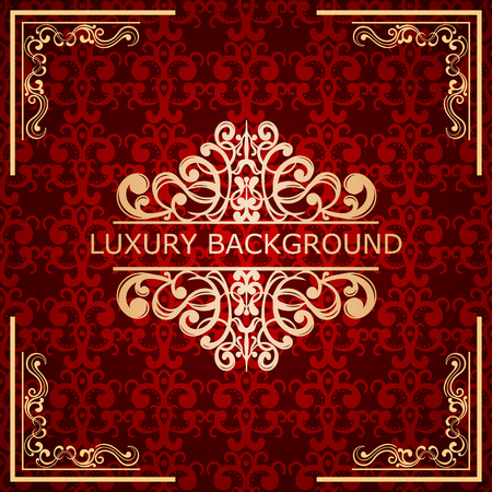 Invitation vintage card. Golden luxury background with frame. Template for designのイラスト素材