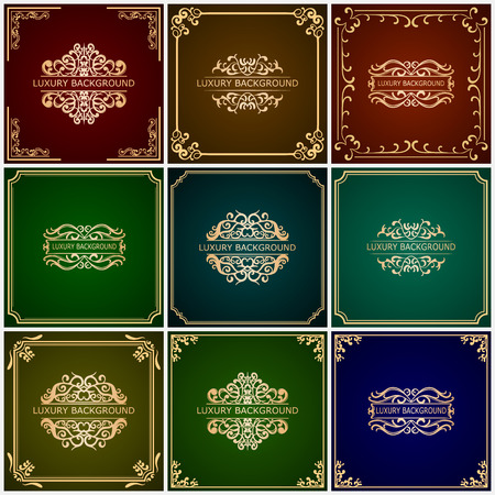 Luxury vector backgrounds pack with vintage square framesのイラスト素材