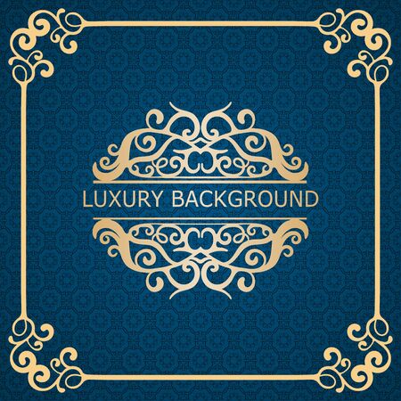 Invitation vintage card. Golden luxury background with frame. Template for designのイラスト素材
