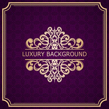 Invitation vintage card. Golden luxury background with frame. Template for designのイラスト素材