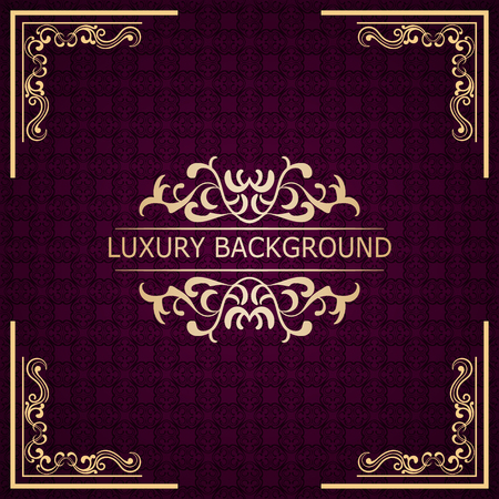 Invitation vintage card. Golden luxury background with frame. Template for designのイラスト素材