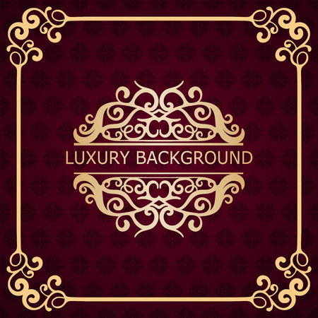 Invitation vintage card. Golden luxury background with frame. Template for designのイラスト素材