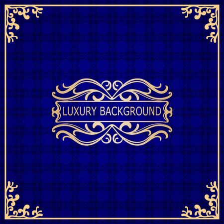 Invitation vintage card. Golden luxury background with frame. Template for designのイラスト素材