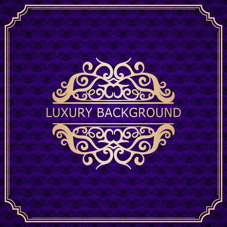 Invitation vintage card. Golden luxury background with frame. Template for designのイラスト素材