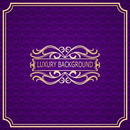 Invitation vintage card. Golden luxury background with frame. Template for designのイラスト素材