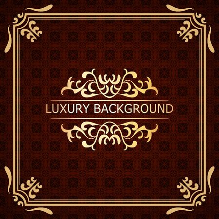 Invitation vintage card. Golden luxury background with frame. Template for designのイラスト素材